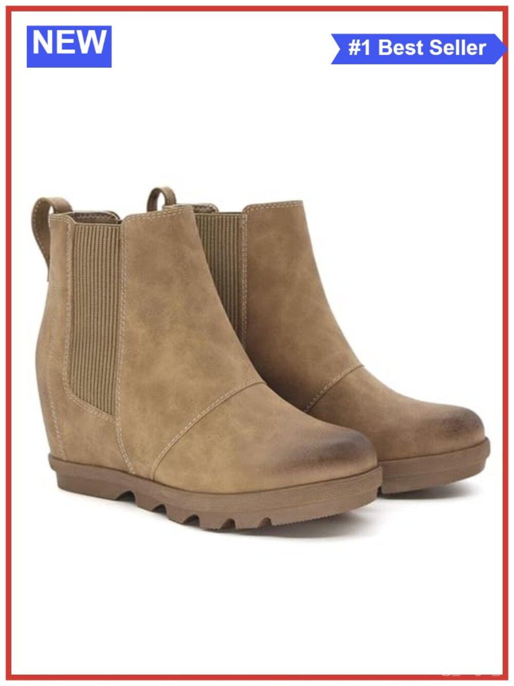 Faux Leather Hidden Heel Chelsea Ankle Wedge Boots